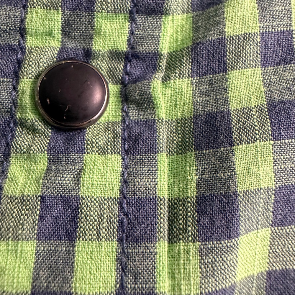 American Eagle Button Down Shirt Mens XXL Lime Green Gingham Western Pearl Snap - Picture 2 of 10